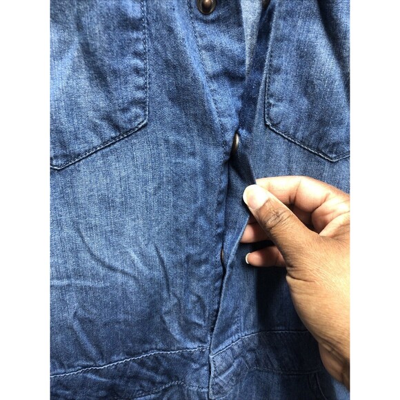 Forever 21 Denim Jumper Size Small Sleeveless Snap Button Up - Picture 3 of 14
